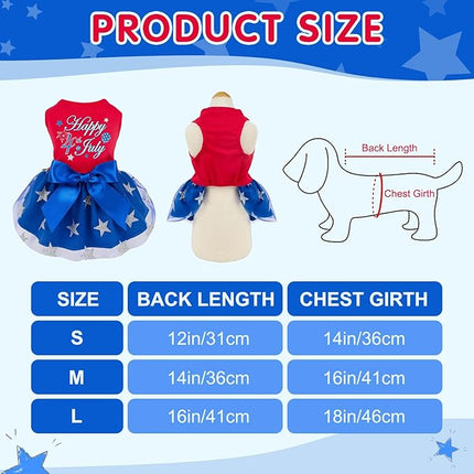 Happy 4th of July Dog Dress Outfit Patriotic Stars Dog Tulle Dress Independent Day Dogs Pet Doggie Apparel Clothes for Small Puppy Cats Girl