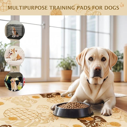 IEUUMLER Washable Pee Pads for Dogs, 2 Pack Non-Slip & Waterproof Pack Whelping Pad, Reusable Washable Puppy Potty Training Pad with Fast Absorbent for Playpen EU007 (Yellow Pineapple, 24"X18"-2pcs)