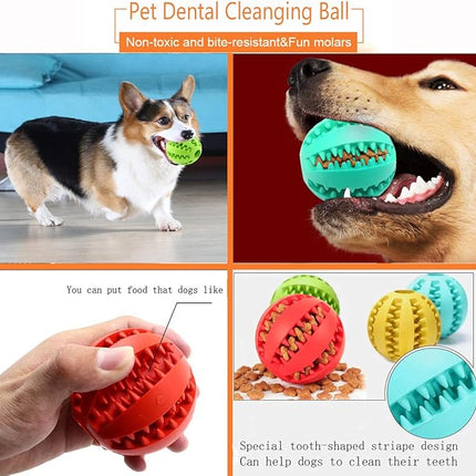Sunglow 2 Pack Dog Toy Ball - Nontoxic Bite Resistant Teething Toys for Small/Medium/Large Dog and Puppy Cat, Dog Pet Food Treat Feeder Chew Tooth Cleaning Exercise Game IQ Training