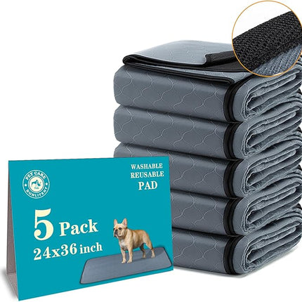 Washable Pee Pads 5 Pack, 24" x 36", Reusable Pee Pads for Dogs, Puppy Pads Washable with Quick Dry, Anti-Slip Dog Pee Pads, Whelping Pads, Dog Carpet