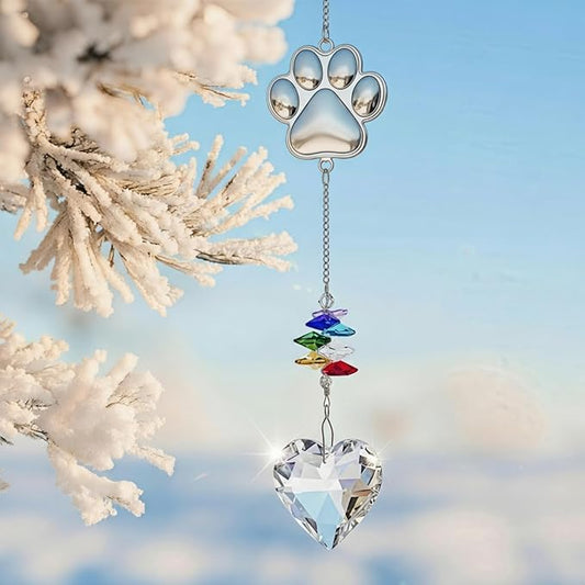 Pet Memorial Gifts for Dogs Cat: Loss of Dog Sympathy Gift- Rainbow Bridge Heart Shape Crystal Suncatcher, Pet Remembrance Ornament in Memory of Puppy, Thoughtful Passing Away Sympathy Keepsake