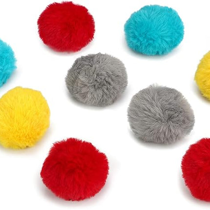 CHIWAVA 24PCS 1.8" Catnip Furry Cat Toys Ball Soft Pom Pom Balls Kitten Chasing Quiet Play Assorted Color