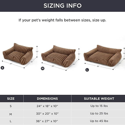 Bedsure Cute Cat Couch for Pets - Fluffy Cat Sofa with Premium Soft Corduroy Fleece, Fuzzy Pet Couch Bed with Removable Washable Cover, Supportive Pet Chair for Indoor Cats, 24inch, Copper Brown