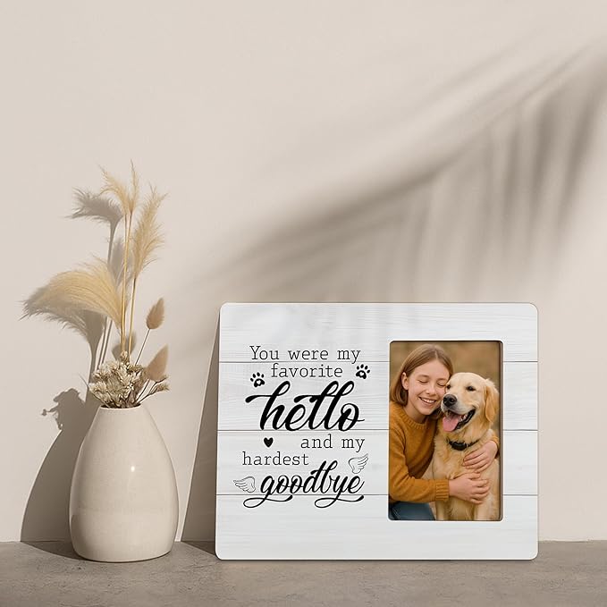 Pet Memorial Gifts for Dogs Remembrance Picture Frame, Loss of Dog Sympathy Gift, My Hardest Goodbye Frames Fits 4x6 Photo