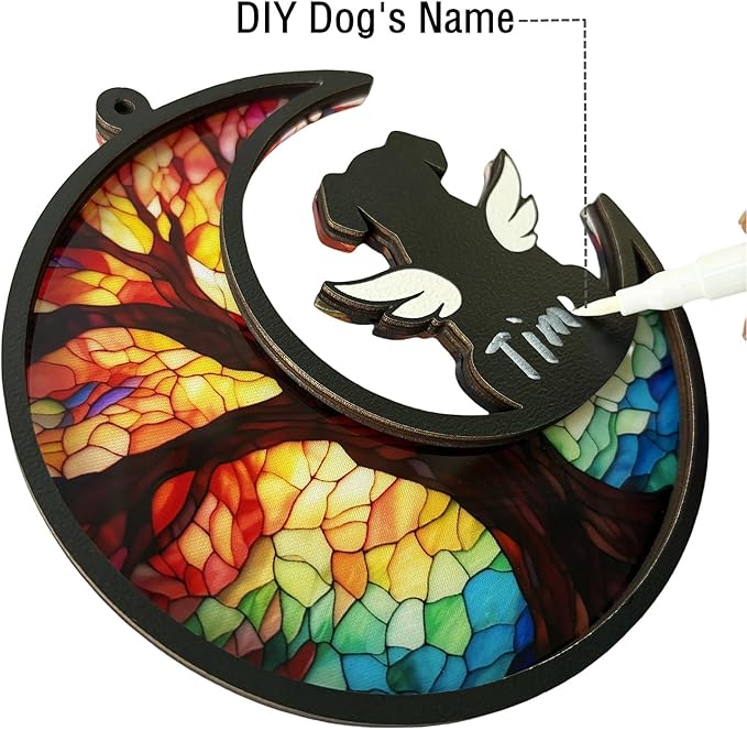 Ettonsun DIY Dog Angel Memorial Sun Catcher, Memorial Gifts for Loss of Dog Sympathy Gift, Pet Memorial Gifts for Dogs(B)
