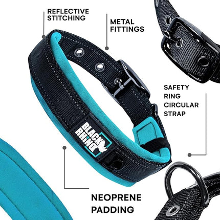 Black Rhino Extra Large Dog Collar - Adjustable Reflective Heavy Duty Dog Collar with Ultra-Soft Neoprene Padding - Weatherproof, Durable, and Comfortable - Ideal for Active Dogs - Pink and Black