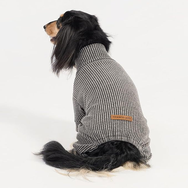 Fitwarm Mock Neck Knitted Dog Pajamas, Warm Winter Clothes for Small Dogs Boy Girl, Pet Pjs, Grey, XS