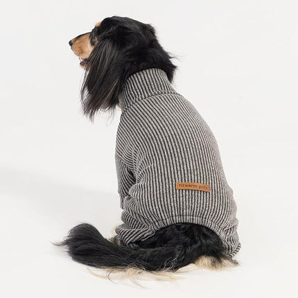 Fitwarm Mock Neck Knitted Dog Pajamas, Warm Winter Clothes for Small Dogs Boy Girl, Pet Pjs, Grey, XL