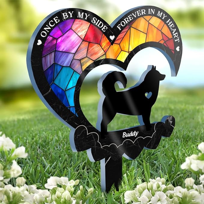 Pawfect House Dog Memorial Gifts for Loss of Dog, Personalized Pet Memorial Gifts for Dogs, Custom Stain Glass Style Acrylic Garden Stake, Pet Loss Sympathy Gift, Pet Grave Markers Outdoor