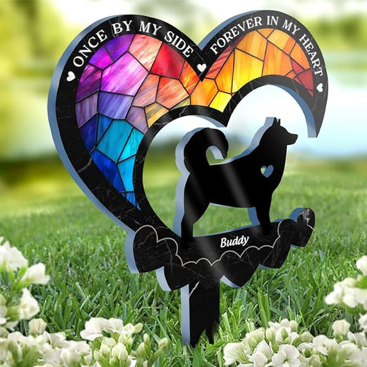 Pawfect House Dog Memorial Gifts for Loss of Dog, Personalized Pet Memorial Gifts for Dogs, Custom Stain Glass Style Acrylic Garden Stake, Pet Loss Sympathy Gift, Pet Grave Markers Outdoor