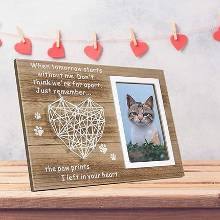 VILIGHT Dog Cat Memorial Gifts - Paw Prints Sympathy Picture Frame for Pet Loss - 4x6 Inches Photo