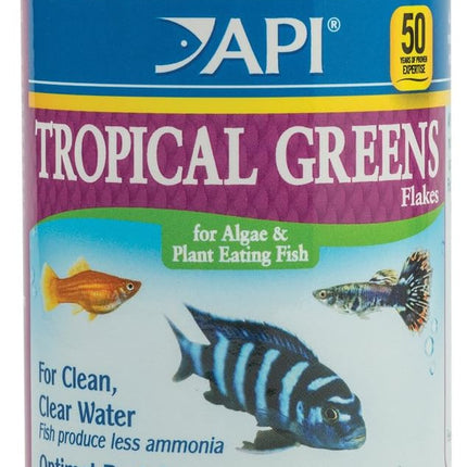 API TROPICAL GREENS FLAKES Tropical Fish Greens Flakes Fish Food 1.1-Ounce Container