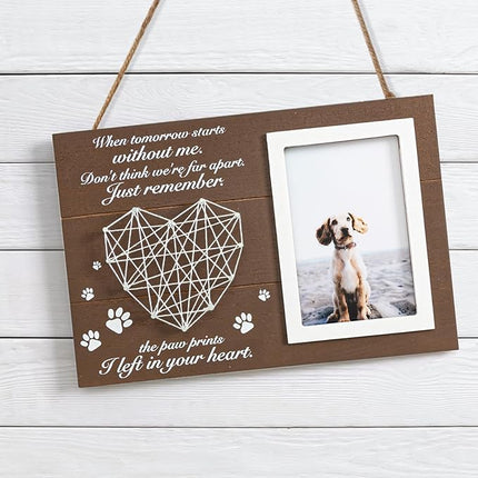 Pet Memorial Gifts, Pet Loss Memorial Frame Leave Paw Prints on our Hearts, Paw Prints Sympathy Frame Gift for Loss of Dog and Cat