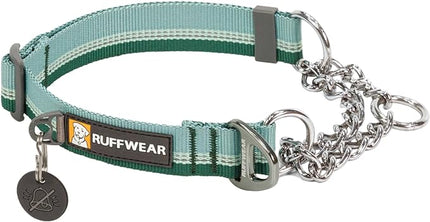 Ruffwear, Chain Reaction Dog Collar, Adjustable Reflective Martingale Escape-Proof Collar with Stainless Steel Chain, Professional Training Control, River Rock Green, 20"-26"