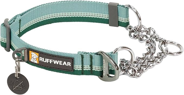 Ruffwear, Chain Reaction Dog Collar, Adjustable Reflective Martingale Escape-Proof Collar with Stainless Steel Chain, Professional Training Control, River Rock Green, 14"-20"