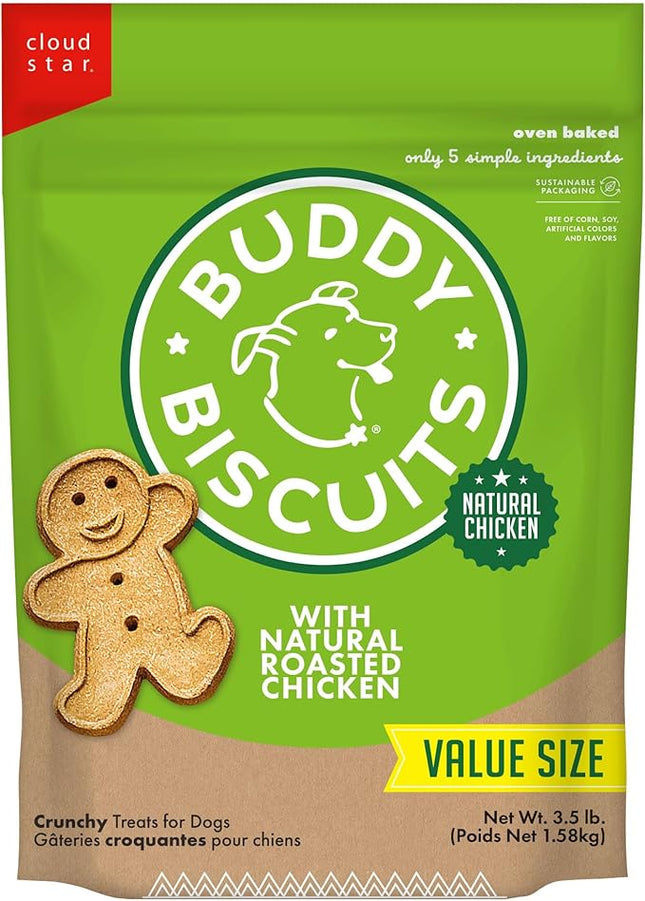 Buddy Biscuits 3.5 lbs. Bag of Crunchy Dog Treats Made with Roasted Chicken