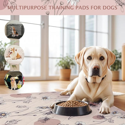 IEUUMLER Washable Pee Pads for Dogs, 2 Pack Non-Slip & Waterproof Pack Whelping Pad, Reusable Washable Puppy Potty Training Pad with Fast Absorbent for Playpen EU007 (Pink Daisy, 24"X18"-2pcs)