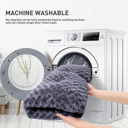 KSIIA Washable Dog Bed Deluxe Plush Dog Crate Beds Comfy Kennel Pad Anti-Slip Pet Sleeping Mat for Large, Jumbo, Medium, Small Dogs Breeds, 41" x 27", Dark Grey