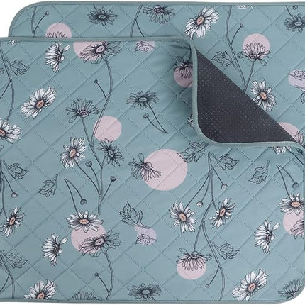 IEUUMLER Washable Pee Pads for Dogs, 2 Pack Non-Slip & Waterproof Pack Whelping Pad, Reusable Washable Puppy Potty Training Pad with Fast Absorbent for Playpen EU007 (Green Daisy, 31"X36"-2pcs)