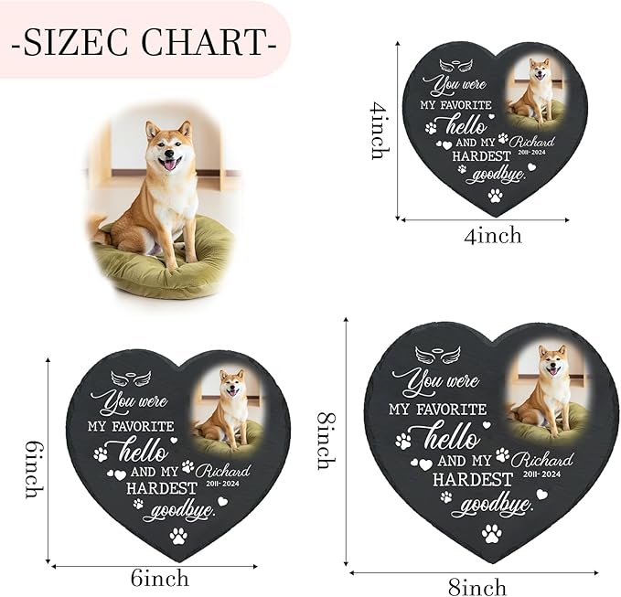 Personalized Pet Memorial Stone - Custom Dog Grave Marker with Name & Photo - Sympathy Gifts for Loss of Beloved Dog - Cemetery Decor - Rainbow Bridge Memorial for Dogs (Style F)