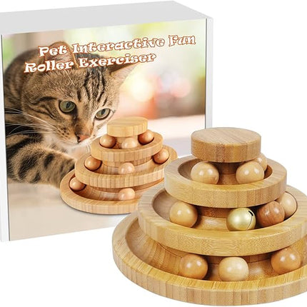 Cat Ball Track - 3-Level Cat Ball Tower with 9 Removable Balls for Interactive Play and Mental, Physical Exercise - Large Size