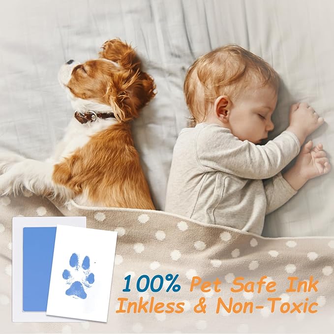 Inkless Paw Print Kit,Paw Print Kit Dog Cat Paw Nose Imprint Cards, Clean Touch Ink Pads for Keepsakes