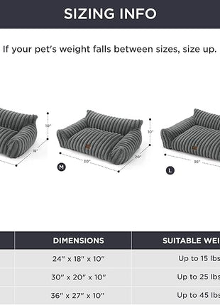 Bedsure Cute Cat Couch for Pets - Fluffy Small Dog Sofa with Premium Soft Corduroy Fleece, Pet Sofa with Removable Washable Cover, Supportive Dog Couch Bed for Small Medium Dogs, 30inch, Warm Grey