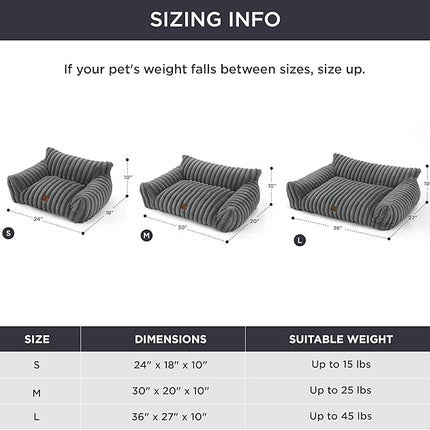 Bedsure Cute Cat Couch for Pets - Fluffy Cat Sofa with Premium Soft Corduroy Fleece, Fuzzy Pet Couch Bed with Removable Washable Cover, Supportive Pet Chair for Indoor Cats, 24inch, Warm Grey