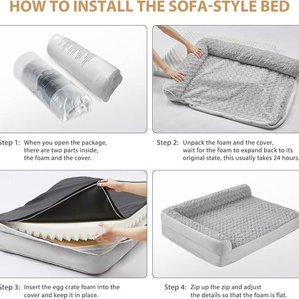 BFPETHOME Orthopedic Dog Beds for Large Dogs-Waterproof Sofa Dog Bed with Removable Washable Cover, Large Pet Bed with Waterproof Lining and Nonskid Bottom, Pet Bed for Dogs