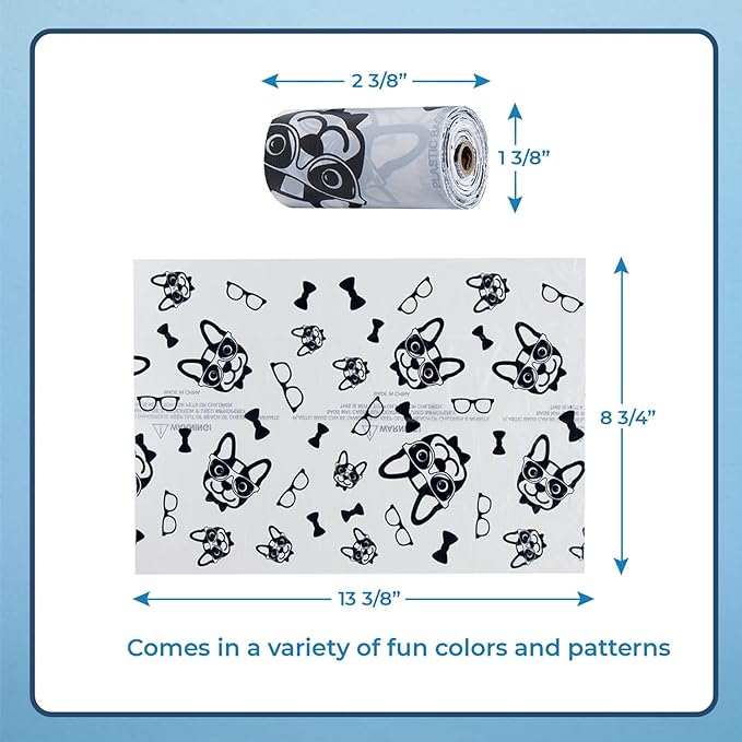 Best Pet Supplies Dog Poop Bags (240 Bags) for Waste Refuse Cleanup, Doggy Roll Replacements for Outdoor Puppy Walking and Travel, Leak Proof and Tear Resistant, Thick Plastic - White