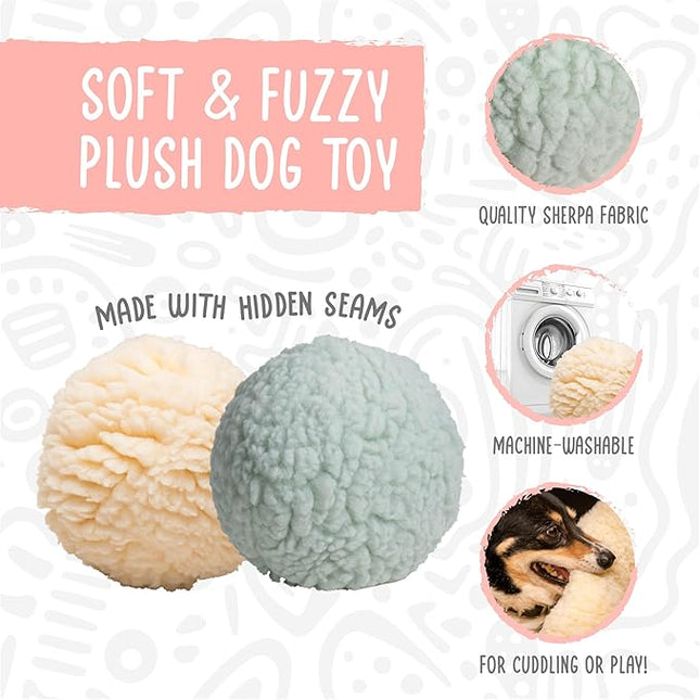 HuggleHounds Dog Toy For Aggressive Chewers - Fleece Ball Plush Dog Toy For Large Dog - Soft Yet Durable Stuffed Dog Balls - Best Squeaky Puppy Toy For All Breeds | Fluffy Hugglefleece Chew Toy, Small