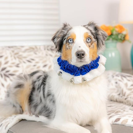 Huxley & Kent Ruff Pet Scrunchy | Hanukkah (Extra-Large) | Festive Christmas/Holiday Neckwear for Dogs/Cats | Fun Stretchable Costume Accessory | Soft Collar with Bells