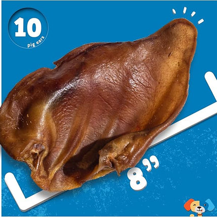 Jack&Pup Natural Whole Pig Ears for Dogs Large, Pigs Ears for Dogs - Premium Dog Ear Treat - Dog Chew Treats for Large and Small Breeds (10 Pack)
