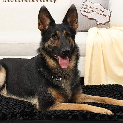 KSIIA Dog Crate Bed Waterproof Large Dog Bed Soft Rose Velvet Supportive Kennel Pad Egg Crate Foam with Removable Washable Cover & Non-Slip Bottom, 41 x 27 Inch, Black