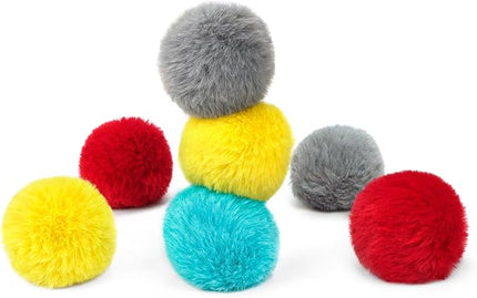 CHIWAVA 24PCS 1.8" Catnip Furry Cat Toys Ball Soft Pom Pom Balls Kitten Chasing Quiet Play Assorted Color