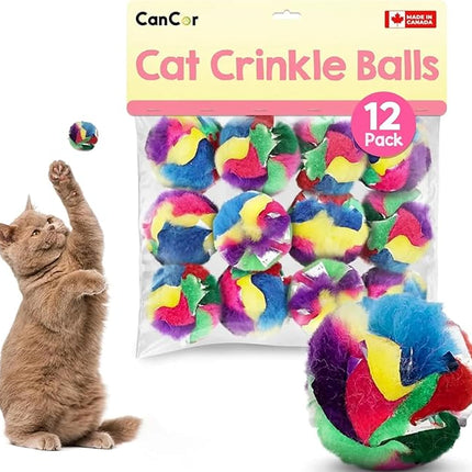 Cat Crinkle Balls 1.5 Inch | 12 Pack | Perfect Stocking Stuffer for Christmas | Soft Lightweight Indoor Cat Toys with Durable Crinkle Build and Engaging Crinkle Sound