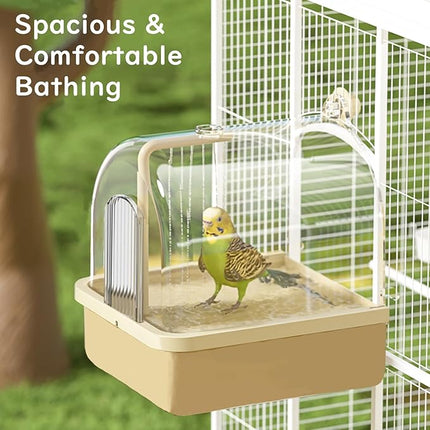 Bird Bath for Cage Filter Pad, Indoor Cockatiel Bathtub Shower Filter, Parrots Shower Accessories for Bird Bath Cage, Automatic Cleaning Supplies Shower Room Filter