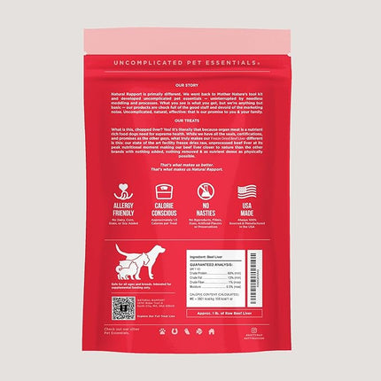 Natural Rapport Beef Liver Dog Treats - The Only Freeze Dried Beef Liver Dogs Need - Grain-Free Beef Bites, Dog Treats for Small and Large Dogs (4 oz.)
