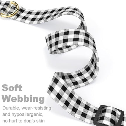 Rnivvi Dog Collar for Medium Dogs, Cute Heavy Duty Adjustable Puppy Collar with Quick Release Buckle for Boy Girl & Female, Pet Accessories for Walking Running, M Length 1" Width, Black White Tartan