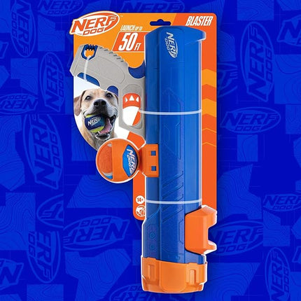 Nerf Dog Tennis Ball Blaster Dog Toy Blue/Orange, 16 Inch Compact Blaster with 1 Ball