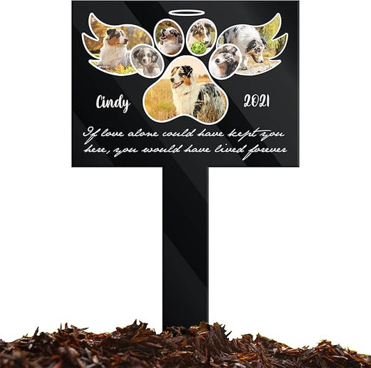 Pet Grave Markers Picture Frame - 18x11.2'' Gloss Acrylic, Stake Mount, Personalized Pet Memorial Gifts, Unisex Adult