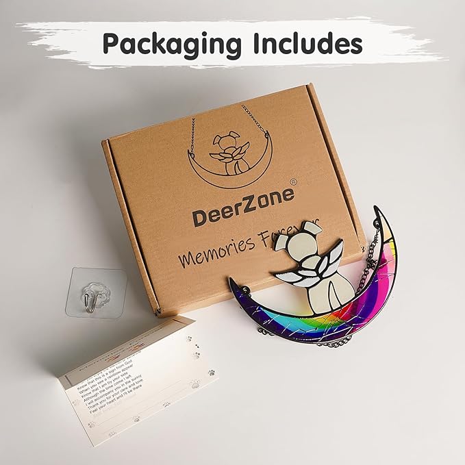 Stained Glass Dog Memorial Gifts,Dog Angel Memorial Suncatcher,Pet Memorial Gifts for Dogs,Rainbow Bridge Loss of Dog Sympathy Gifts with Card,Idea for Dog Lovers