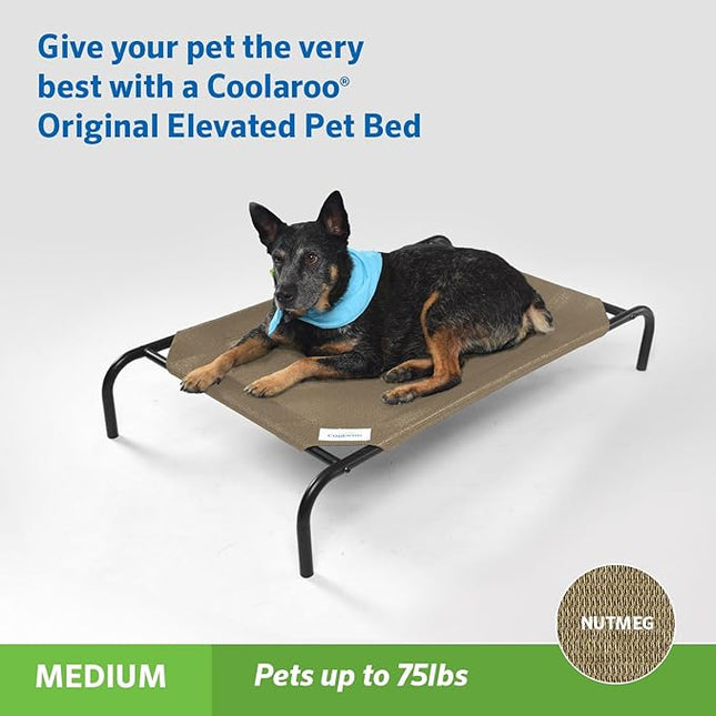Coolaroo Original Elevated Dog Bed - Breathable Off-The-Ground Pet Bed with Cooling Fabric, Joint Relief & Moisture-Resistant Fabric, 100% Recyclable, Easy Clean, Nutmeg, Medium