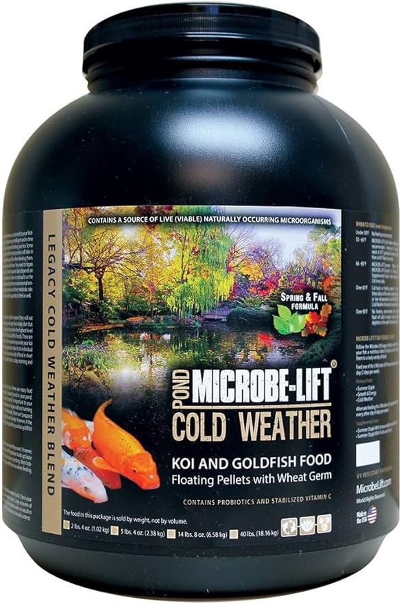 MICROBE-LIFT MLLWGXL Cold Weather Floating Fish Food Pellets with Wheat Germ for Ponds, Water Gardens, and Fountains, for Live Goldfish and Koi, 14.5 Pounds