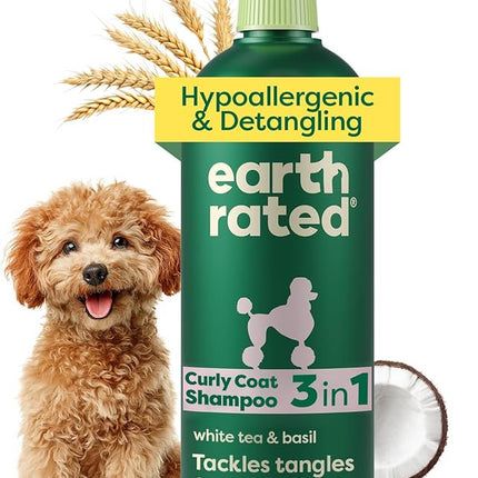 Earth Rated Hypoallergenic 3-in-1 Detangle Dog & Puppy Shampoo & Conditioner, Perfect for Doodles and Poodles, Deodorize 98.5% Natural, 16 oz