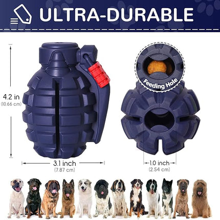 Dog Toys for Aggressive Chewers Large Breed, for German Shepherd, Indestructible Interactive Treat Dog Toys for Large Medium Breeds, Food Grade & Tough Rubber, Fun to Chew, Chase and Fetch (Blue)