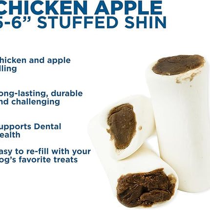 Best Bully Sticks 5-6 Inch Chicken and Apple Filled Shin Bones for Dogs - 5 Count (Pack of 1) - Easily Digestible, Long-Lasting, Refillable Treat