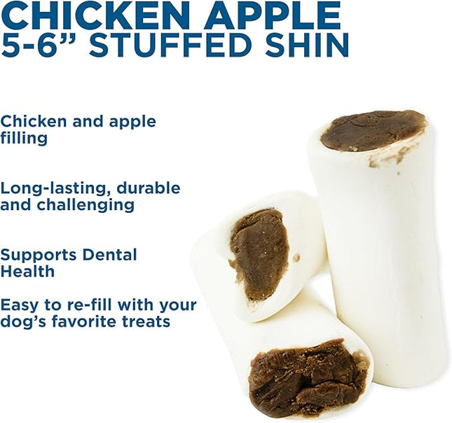 Best Bully Sticks 5-6 Inch Chicken and Apple Filled Shin Bones for Dogs - 5 Count (Pack of 1) - Easily Digestible, Long-Lasting, Refillable Treat