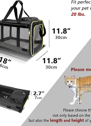 Cat Carriers for Large Cats 20 lbs+ Soft Pet Carrier for Small Dog/Durable 2 Kitty Travel Bag/Medium Big Cats Puppy 15 Pounds/Softside Cat Carrier Large