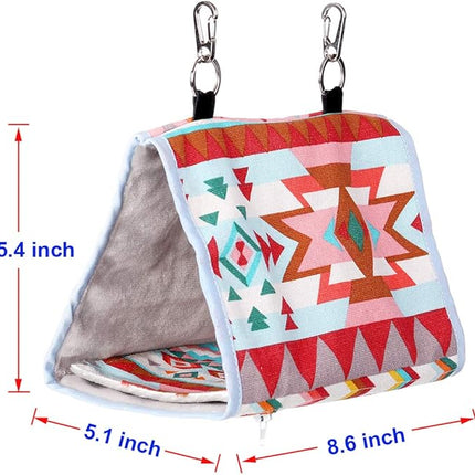 Bird Nest Snuggle Hut,Parrot Habitat Cave Hanging Tent for Small Medium Parrots Budgies Eclectus Parakeet Cockatiels Lovebird African Grey (Pink Ethnic, S)